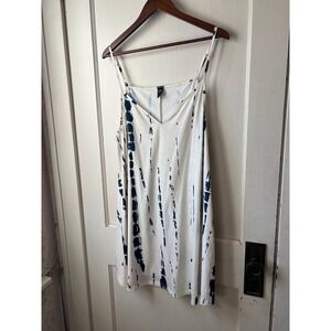 Emery Rose Tie Dye Cami Dress‎ White Blue Plus Size 2XL